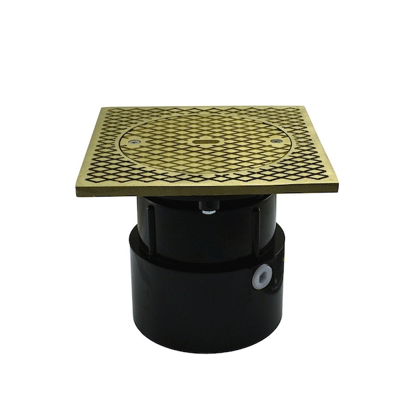 Jones Stephens 4in. ABS Over Pipe Fit Base Cleanout with 3-1/2in. Plastic Spud and 7in. Nickel Bronze Cover C60053 - main
